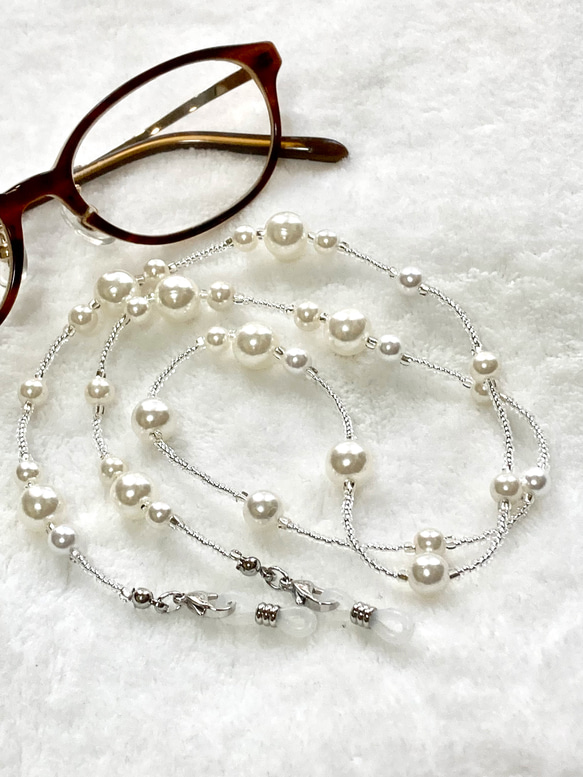 パール ビーズ メガネチェーン 約70cm パール メガネチェーン エレガントタイプ ビーズ ひも 日本製