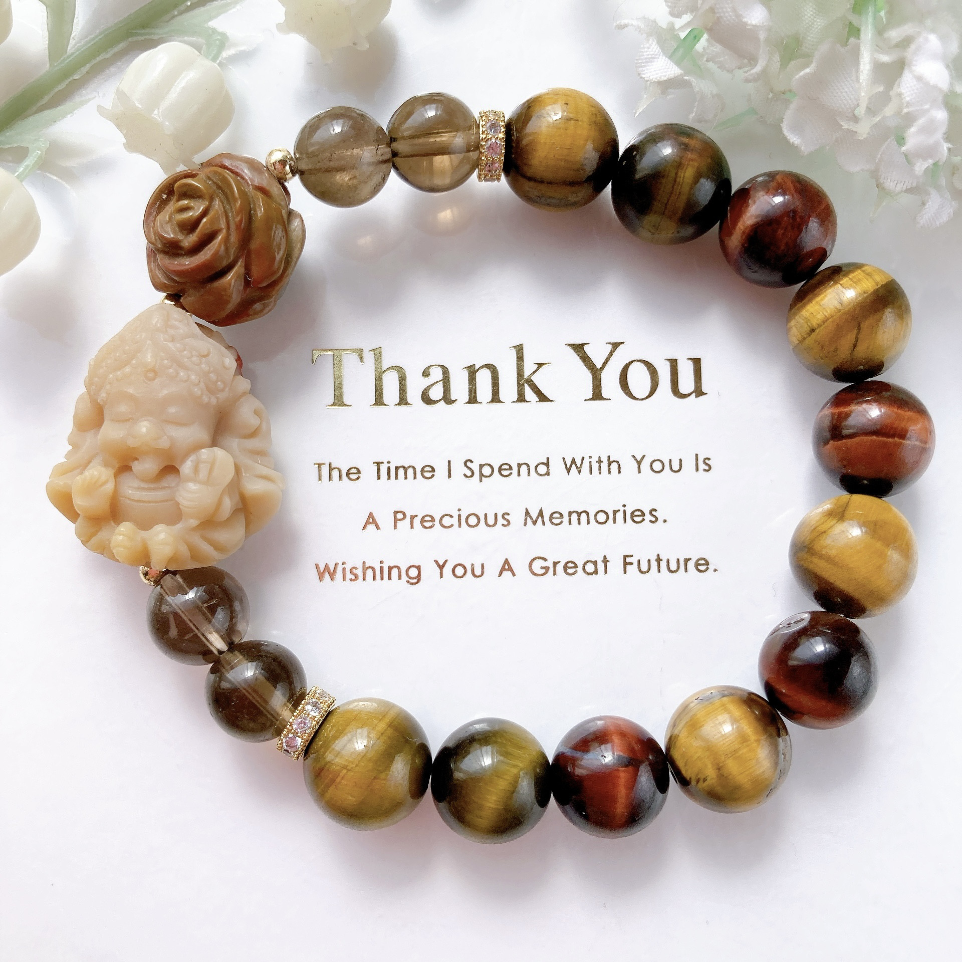 ˚✧₊⁎一点のみ˚✧₊⁎アラシャンダーキニー薔薇タイガーアイ天然石ブレスレット