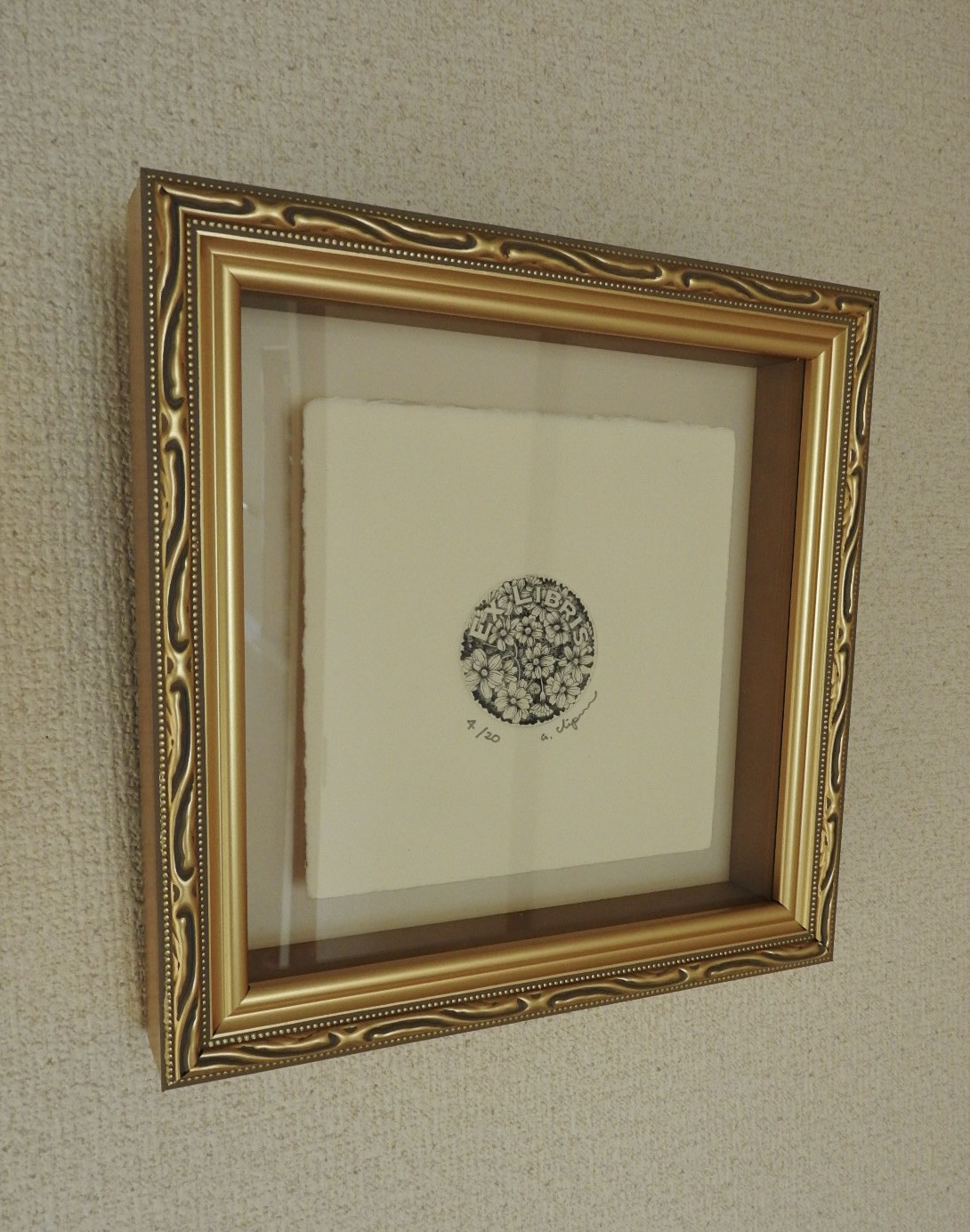 【サイネリア】　蔵書票　銅版画額装品