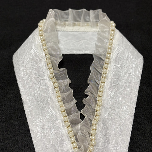 重ね襟 伊達襟 フリル パール レース重ね襟 ホワイトフリル 成人式