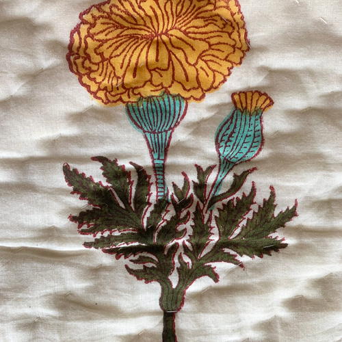 インド綿 ブロックプリント ハンドキルト布団(シングル〜セミダブル