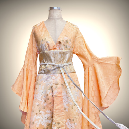 ドレープ袖 着物ガウン ドレスガウン 着物リメイク 演奏会 結婚式