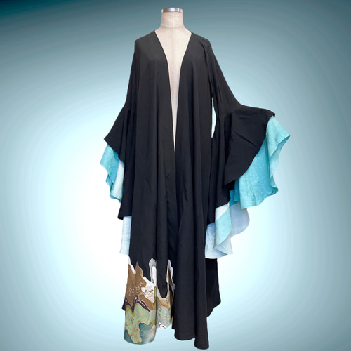 ドレープ袖 着物ガウン ドレスガウン 羽織 着物リメイク B71103 ドレープ袖 着物ガウン ドレスガウン 羽織 着物リメイク 演奏会 結婚式