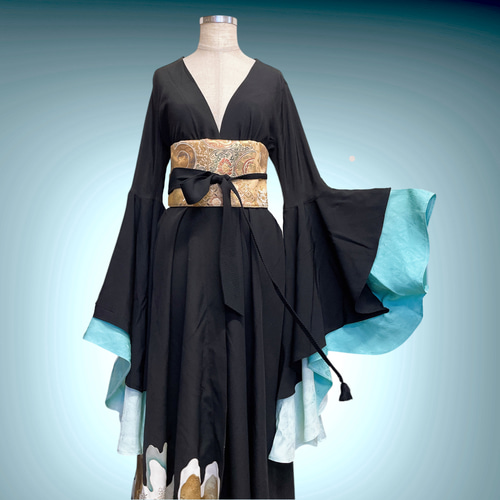 ドレープ袖 着物ガウン ドレスガウン 羽織 着物リメイク B71103 ドレープ袖 着物ガウン ドレスガウン 羽織 着物リメイク 演奏会 結婚式