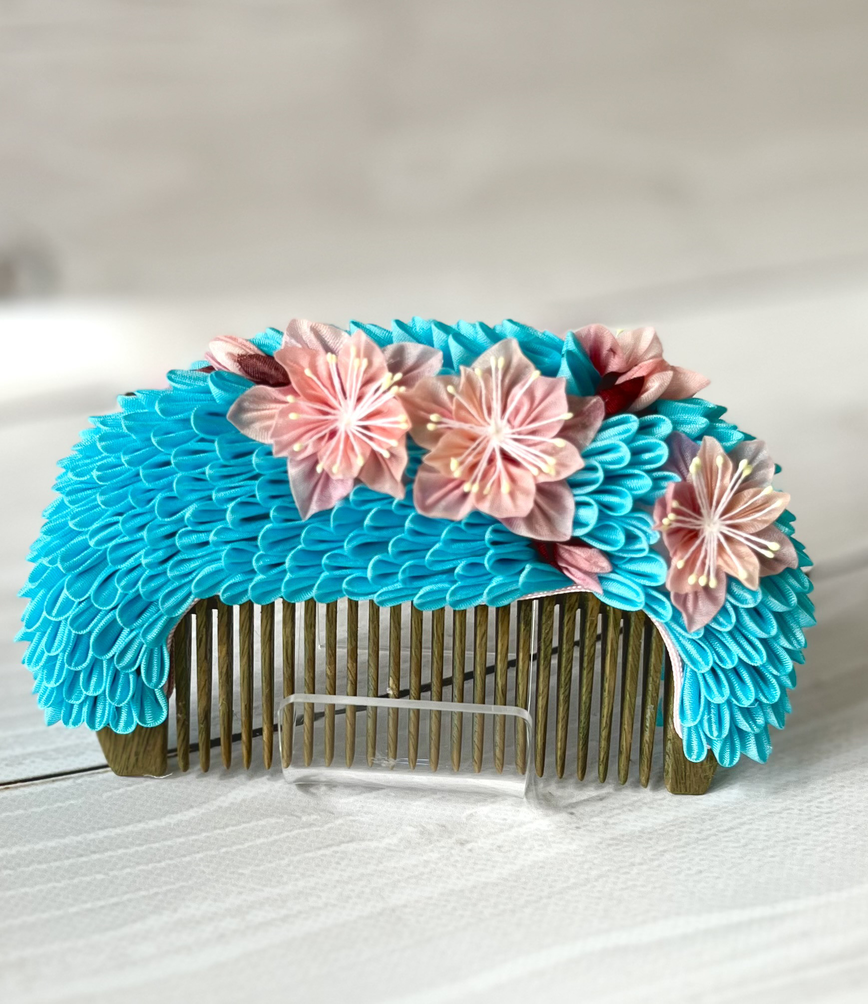 つまみ細工花櫛「桜が咲いた」