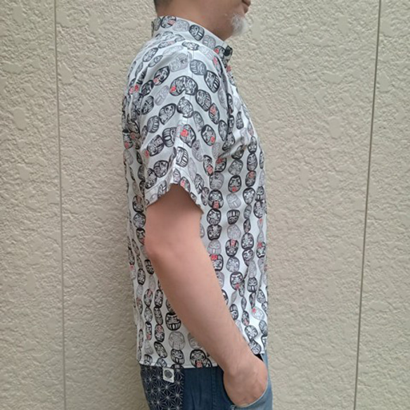 半袖和柄シャツ（達磨つなぎ模様） 2枚目の画像