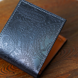 二つ折り財布 ハーフウォレット [ ブラック ペイズリー柄 ] 3枚目の画像