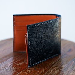 二つ折り財布 ハーフウォレット [ ブラック ペイズリー柄 ] 6枚目の画像