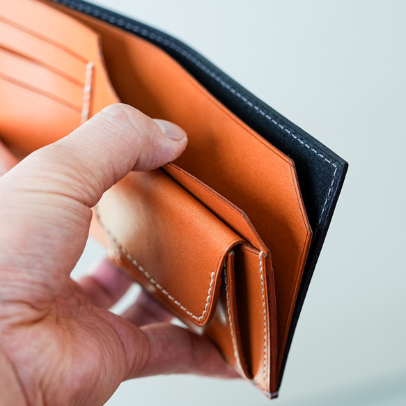 二つ折り財布 ハーフウォレット [ ブラック ペイズリー柄 ] 10枚目の画像