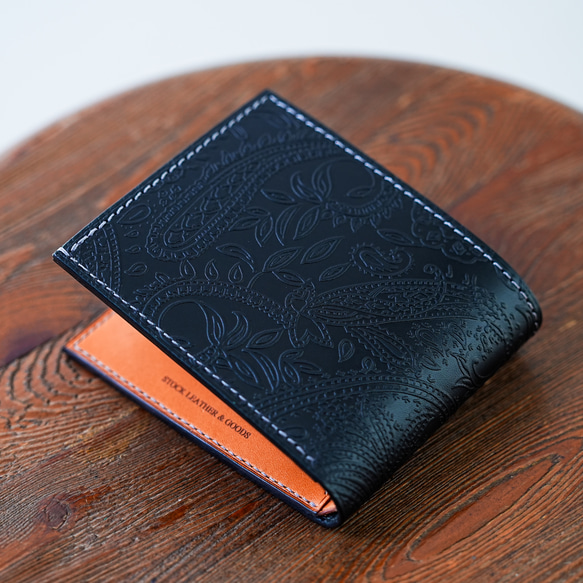 二つ折り財布 ハーフウォレット [ ブラック ペイズリー柄 ] 2枚目の画像