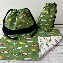 新幹線 クリーム お弁当袋 コップ袋 ランチョンマット 男の子 給食袋