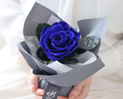 プリザーブドフラワー ギフト 花束 ブーケ バラ 青 プレゼント 枯れ