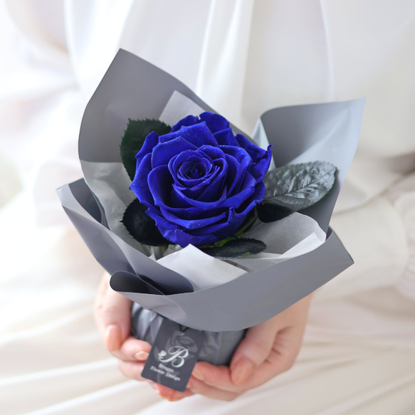 プリザーブドフラワー ギフト 花束 ブーケ バラ 青 プレゼント 枯れ