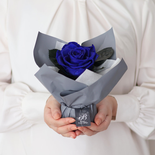プリザーブドフラワー ギフト 花束 ブーケ バラ 青 プレゼント 枯れ
