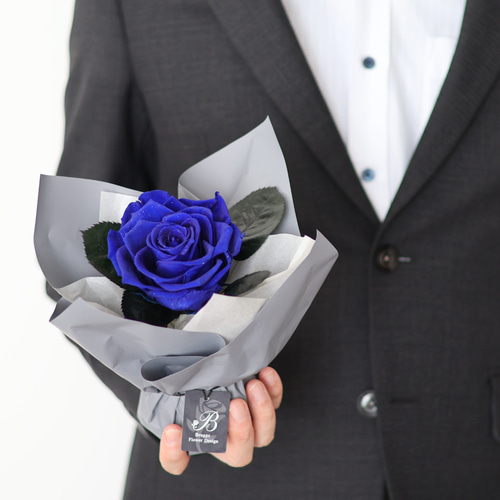 プリザーブドフラワー ギフト 花束 ブーケ バラ 青 プレゼント