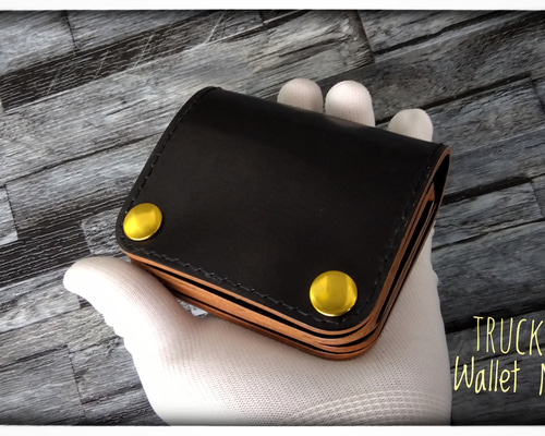 ◇お札を折らない◇トラッカーウォレット ミニ◇差し込み式 茶芯サドル