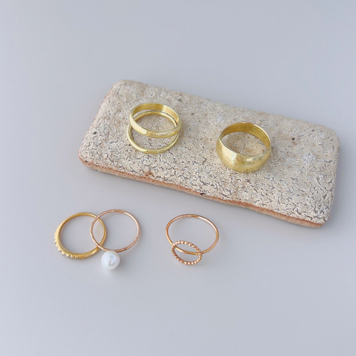 ダブルリング【mero】ゴールド ボリューム 2連リング ピンキーリング