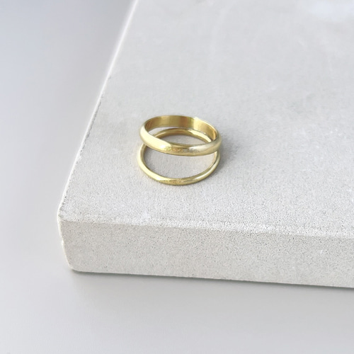 ムンビン 2期 リング ダブルリング【mero】ゴールド ボリューム 2連リング ピンキーリング