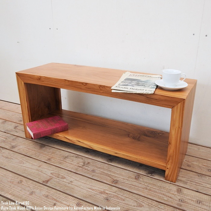 チーク無垢材 ローテーブル 90cm LNA ナチュラルブラウン テレビ台 ローボード テーブル TVボード AVラック