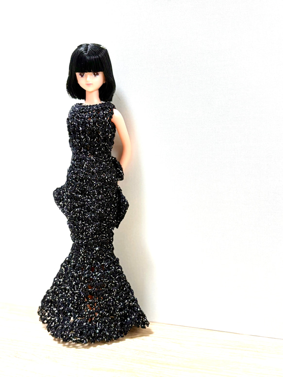 マーメイドドレス(ラメブラック) ＃ハッシュタグリカちゃん・ジェニー