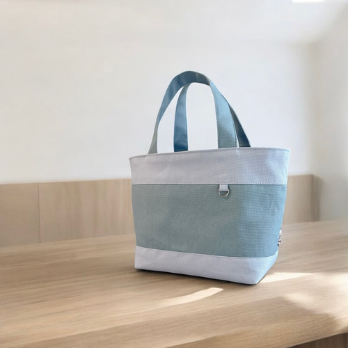 晴れやかブルー/インド刺繍×キラキラツイード 帆布◇トートバッグ