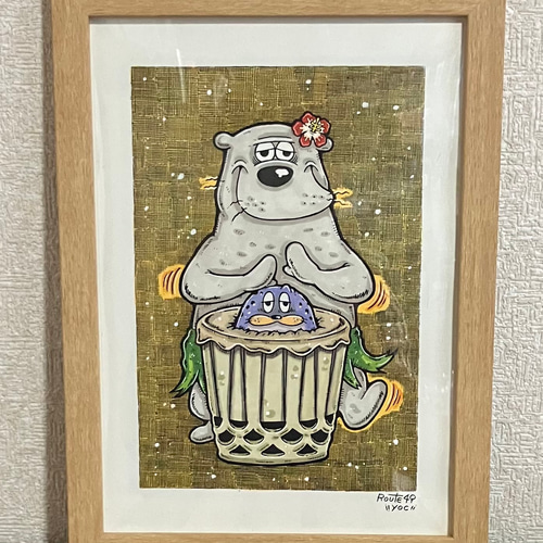 南国極地】シロクマ アザラシ 絵 動物 絵 イラスト 原画 イラスト yoc