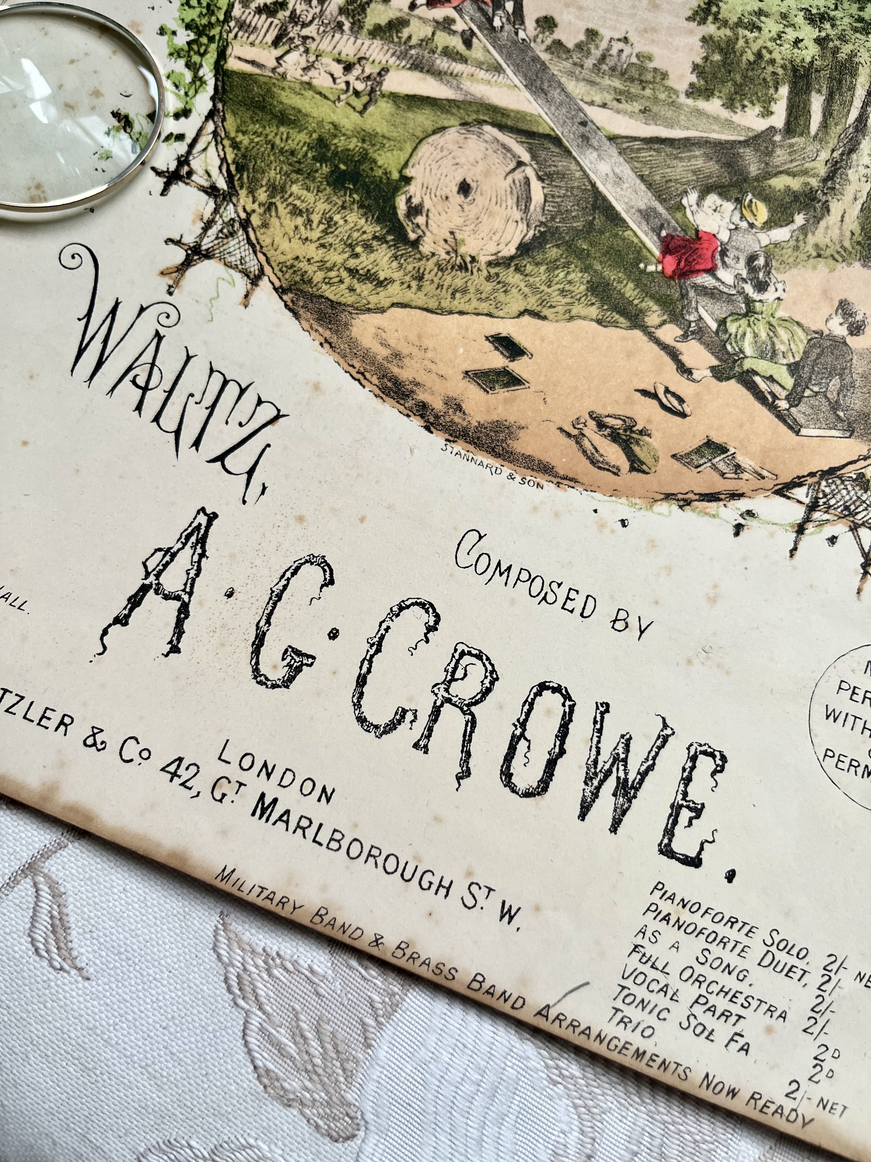 英国で出会った♪1880年代 アンティークの大判の楽譜　「SEE-SAW WALTZ 」8枚16ページ