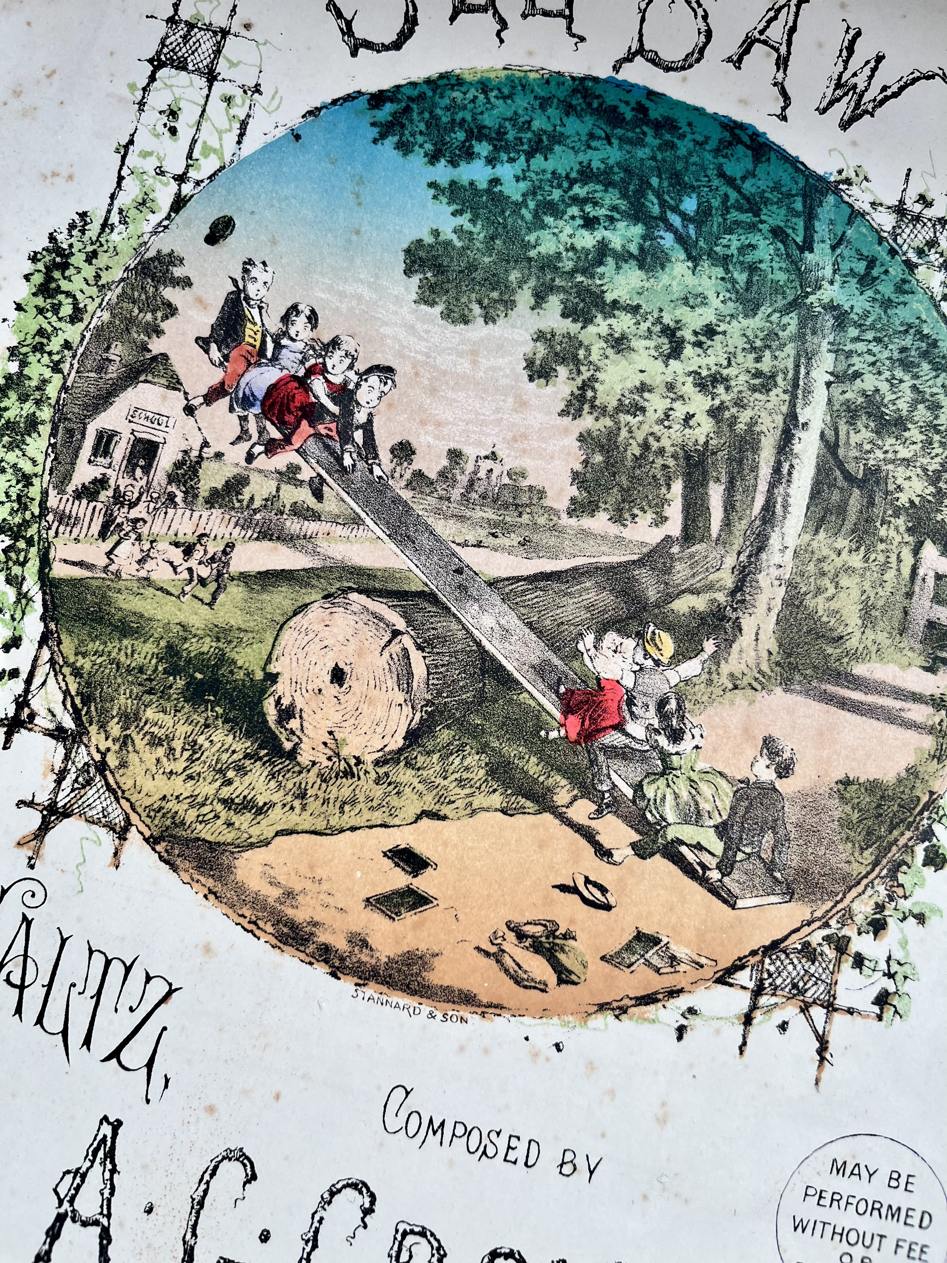 英国で出会った♪1880年代 アンティークの大判の楽譜　「SEE-SAW WALTZ 」8枚16ページ