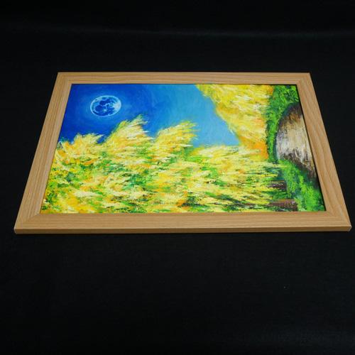 油絵 油彩 油彩画 絵 絵画 【ミモザと青い満月】 油絵 油彩 油彩画 絵 絵画 【ミモザと青い満月】 絵画 HR 通販