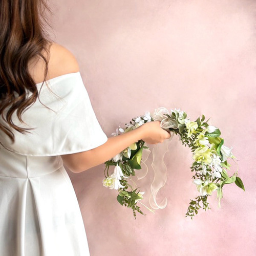 胡蝶蘭とカラーリリーのバレリーナブーケ/ウェディングブーケ/ホテル