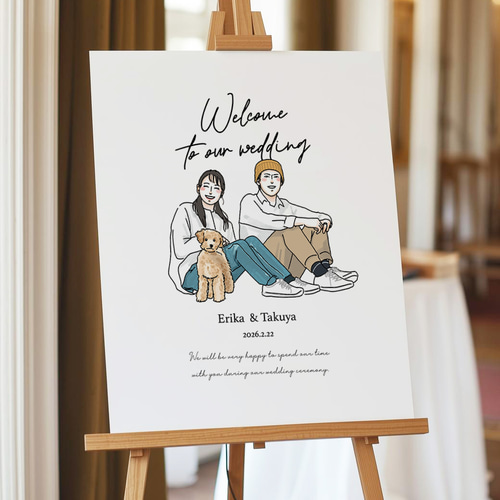 お洒落なウェルカムボード似顔絵❤️ デジタル似顔絵 ウェルカムボード | BAKU WORKSHOP