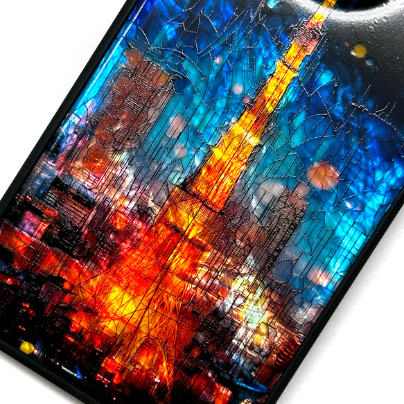 iPhone 17 16 東京タワー 夜景 螺鈿風 名入れ可 天然貝シェル 全機種対応 ケース 耐衝撃カバー 064 4枚目の画像