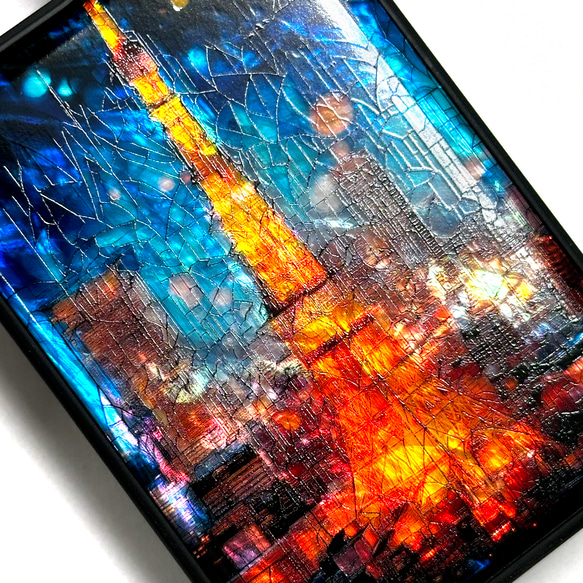 iPhone 17 16 東京タワー 夜景 螺鈿風 名入れ可 天然貝シェル 全機種対応 ケース 耐衝撃カバー 064 3枚目の画像