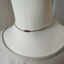 とても小さなシャンパンガーネットの３粒チョーカー（マグネット金具へ変更可能です） 15枚目の画像