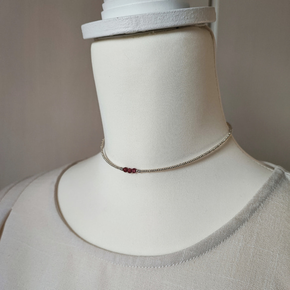 とても小さなシャンパンガーネットの３粒チョーカー（マグネット金具へ変更可能です） 20枚目の画像