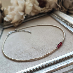 とても小さなシャンパンガーネットの３粒チョーカー（マグネット金具へ変更可能です） 11枚目の画像