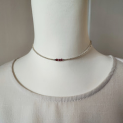 とても小さなシャンパンガーネットの３粒チョーカー（マグネット金具へ変更可能です） 16枚目の画像