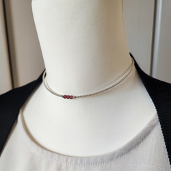 とても小さなシャンパンガーネットの３粒チョーカー（マグネット金具へ変更可能です） 10枚目の画像