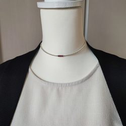 とても小さなシャンパンガーネットの３粒チョーカー（マグネット金具へ変更可能です） 12枚目の画像