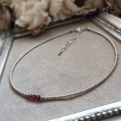 とても小さなシャンパンガーネットの３粒チョーカー（マグネット金具へ変更可能です） 14枚目の画像