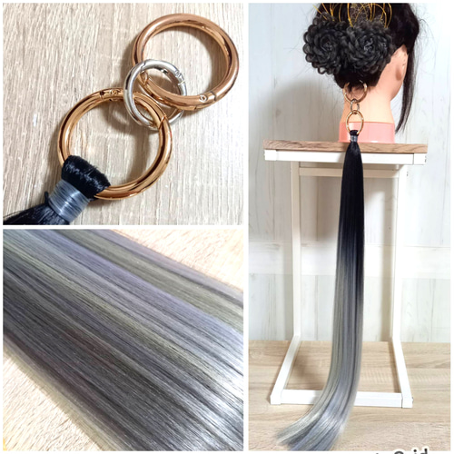 リングエクステ／ポニーテールリング・Black～LightGray WhiteBlond