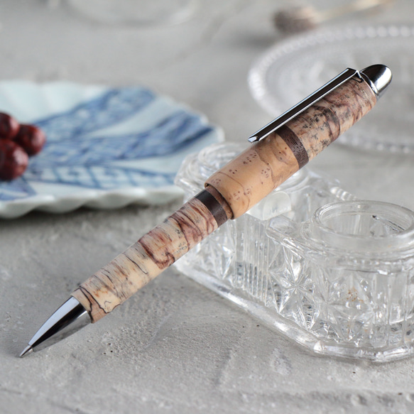 一点もの軸 スタビライズドウッドウッド スポルテッド寄木・多機能ペン