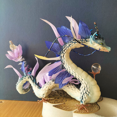 花龍の縁起物オブジェ 龍の置物（横22cm） その他インテリア雑貨