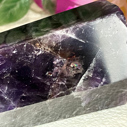 スモーキー アメジスト 紫水晶 煙水晶 レインボー ポリッシュ 原石