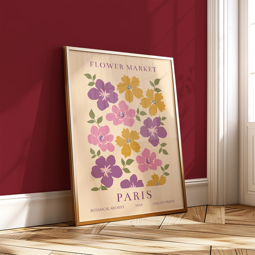 アートポスター フラワーマーケット パリ 花柄 北欧風 モダンアート