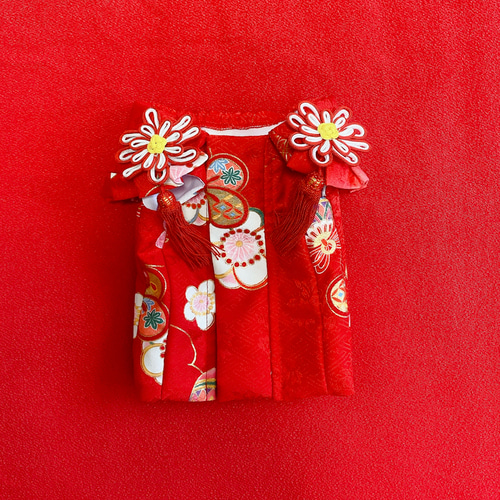 犬の被布✨犬用お被布コート 赤 小型犬 犬のお被布コート✨本格 犬用 七五三 金彩入り 犬服 ペット服