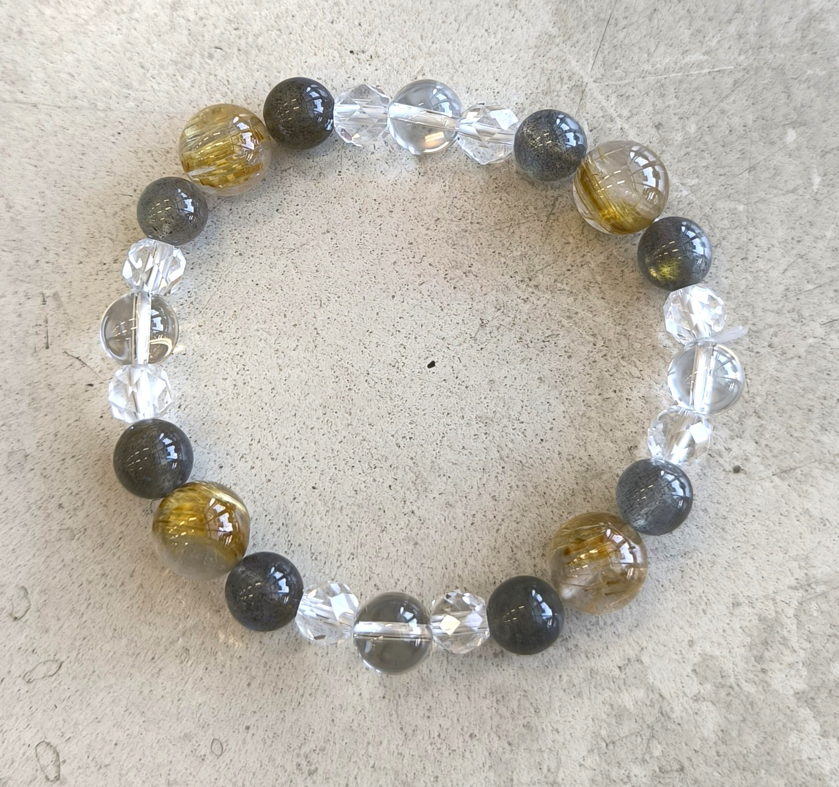 №139　ルチルクオーツ・ラブラドライト・クリスタルの癒しブレス 5,700円