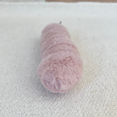 淡いピンク ラビットファー しっぽストラップ しっぽキーホルダー