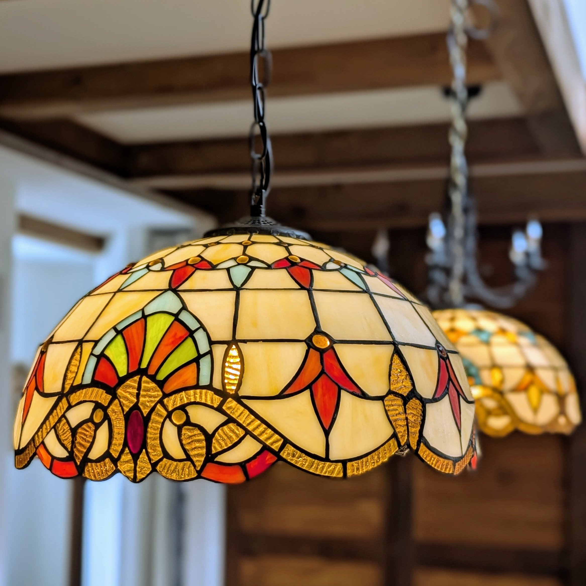 ステンドグラスシェードのペンダントライト(400サイズ)※受注生産