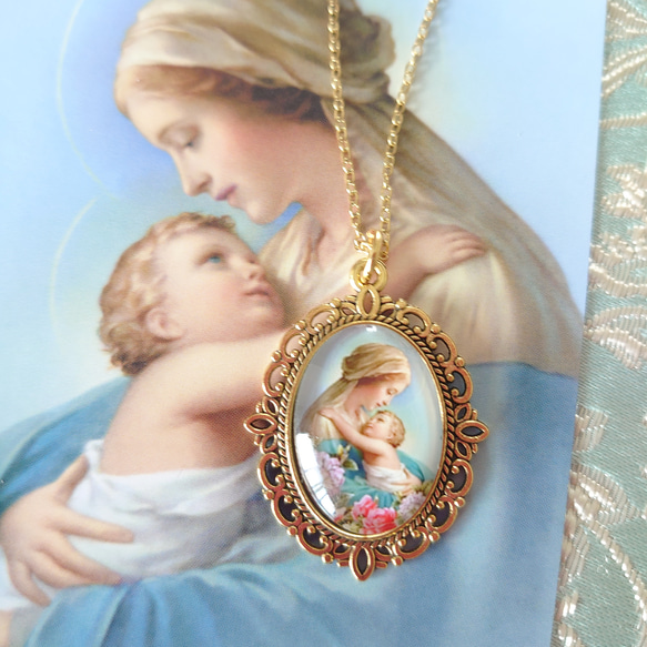 セール美しい聖母マリア様幼子キリスト薔薇の花美しい聖母子像ガラスの